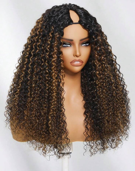Highlighted Kinky Curly Human Hair, Glueless & Beginner-Friendly